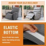 Gray Stretch Recliner Slipcover with Side Pocket