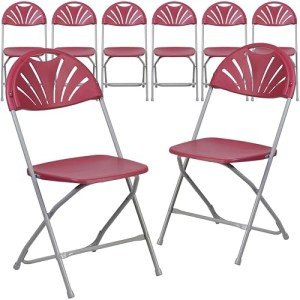 Burgundy Folding Chair - 650 lb Capacity - 8 Pack