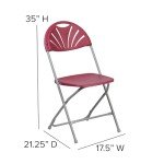 Burgundy Folding Chair - 650 lb Capacity - 8 Pack