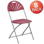 Burgundy Folding Chair - 650 lb Capacity - 8 Pack