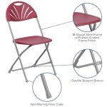Burgundy Folding Chair - 650 lb Capacity - 8 Pack