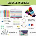 Beginner Crochet Kit with Ergonomic Hooks & Yarn