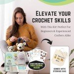 Beginner Crochet Kit with Ergonomic Hooks & Yarn