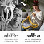 Beginner Crochet Kit with Ergonomic Hooks & Yarn