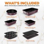 NutriChef 8-Piece Nonstick Bakeware Set - Plum