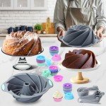 72-Piece Nonstick Silicone Bakeware Set in Grey