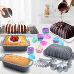 72-Piece Nonstick Silicone Bakeware Set in Grey