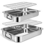 Stainless Steel Roasting Pans with Racks - 2 Pack