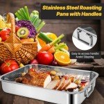 Stainless Steel Roasting Pans with Racks - 2 Pack