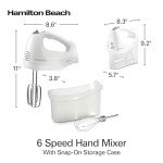 Hamilton Beach 6-Speed Electric Hand Mixer in White