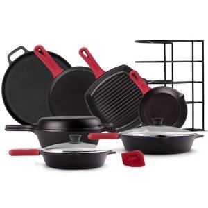 17-Piece Pre-Seasoned Cast Iron Cookware Set