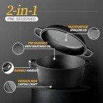 Versatile 5QT Cast Iron Dutch Oven with Skillet Lid