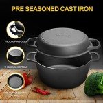 Versatile 5QT Cast Iron Dutch Oven with Skillet Lid