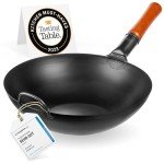 YOSUKATA 13.5" Carbon Steel Stir Fry Wok Pan