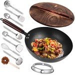 Leidawn 12.8" Carbon Steel Wok Set with Accessories