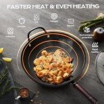 13 Inch Nonstick Carbon Steel Wok with Lid