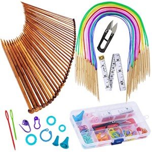 Bamboo Knitting Needles Set with Tools for Weaving