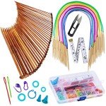 Bamboo Knitting Needles Set with Tools for Weaving