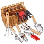 SOLIGT Heavy Duty Garden Tools Set with Basket