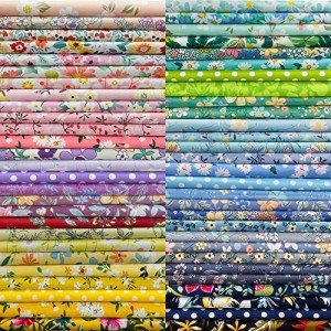 50 Cotton Fabric Squares for Quilting & DIY