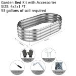 Galvanized Raised Garden Bed Kit - 4x2x1ft