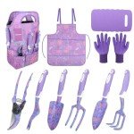 10-Piece Purple Gardening Tool Set with Tote