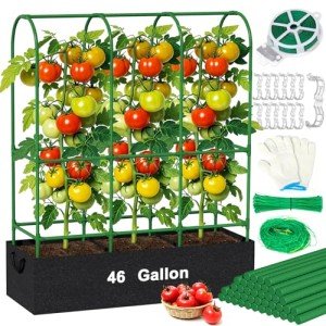 5.5Ft Tomato Cages with Grow Bags & Stakes