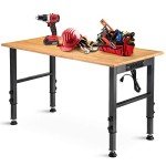 OLBRUS 48" Adjustable Heavy-Duty Workbench with Outlet