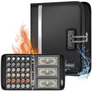 Fireproof Coin Collection Book with Lock & Pockets