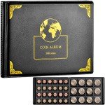 Earth Pattern Coin Collection Organizer Album, 300 Pockets