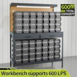 Henetion Steel Workbench with Outlets and Light