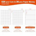 Coin Collection Album with 520 Pockets & Sleeves