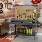 Henetion Steel Workbench with Outlets and Light