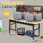 Heavy-Duty 60" Adjustable Work Bench with Wheels