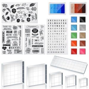 22-Piece Acrylic Stamp Block and Ink Set