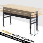 Heavy-Duty 60" Adjustable Work Bench with Wheels