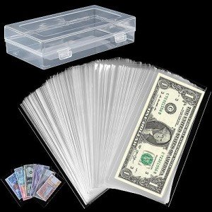 200 PCS Clear Currency Sleeves with Storage Box