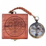 Vintage Sundial Compass with Leather Strap & Box