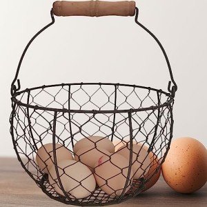 Vintage-Style Wire Egg Basket with Handle
