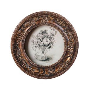 Vintage Mini 3x3 Round Picture Frame - Bronze Gold