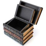 Tosnail 2 Pack Vintage Wooden Book Boxes