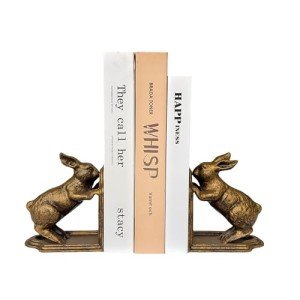 Heavy Duty Cast Iron Bunny Bookend Decor