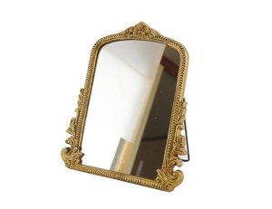 Elegant Gold Framed Standing Makeup Mirror - 11.8" x 9.6
