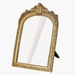 Vintage Gold Makeup Mirror with Stand - 10.2" x 7
