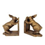Heavy Duty Cast Iron Bunny Bookend Decor