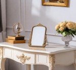 Elegant Gold Framed Standing Makeup Mirror - 11.8" x 9.6