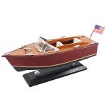 Nautimall 10" Wooden Speedboat Model - Burgundy