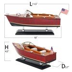 Nautimall 10" Wooden Speedboat Model - Burgundy