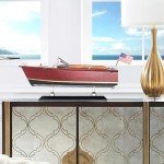 Nautimall 10" Wooden Speedboat Model - Burgundy