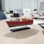 Nautimall 10" Wooden Speedboat Model - Burgundy